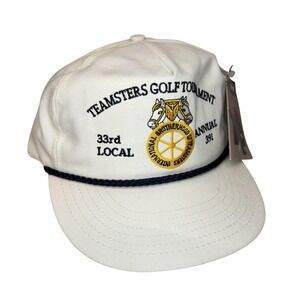 Vintage Cap America Teamsters Golf Hat Cap Snap Back Mens One Size White 90s